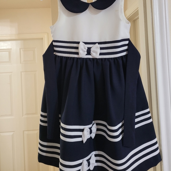 Navy blue and white Jessica Ann sailor's dress size 6 - Picture 2 of 2